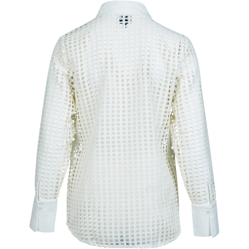 Yara Grid Lace Button Down Top