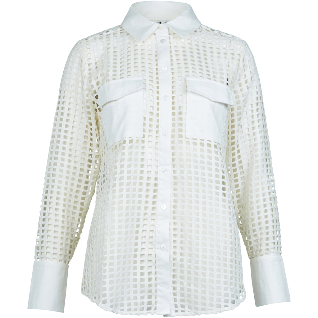Yara Grid Lace Button Down Top