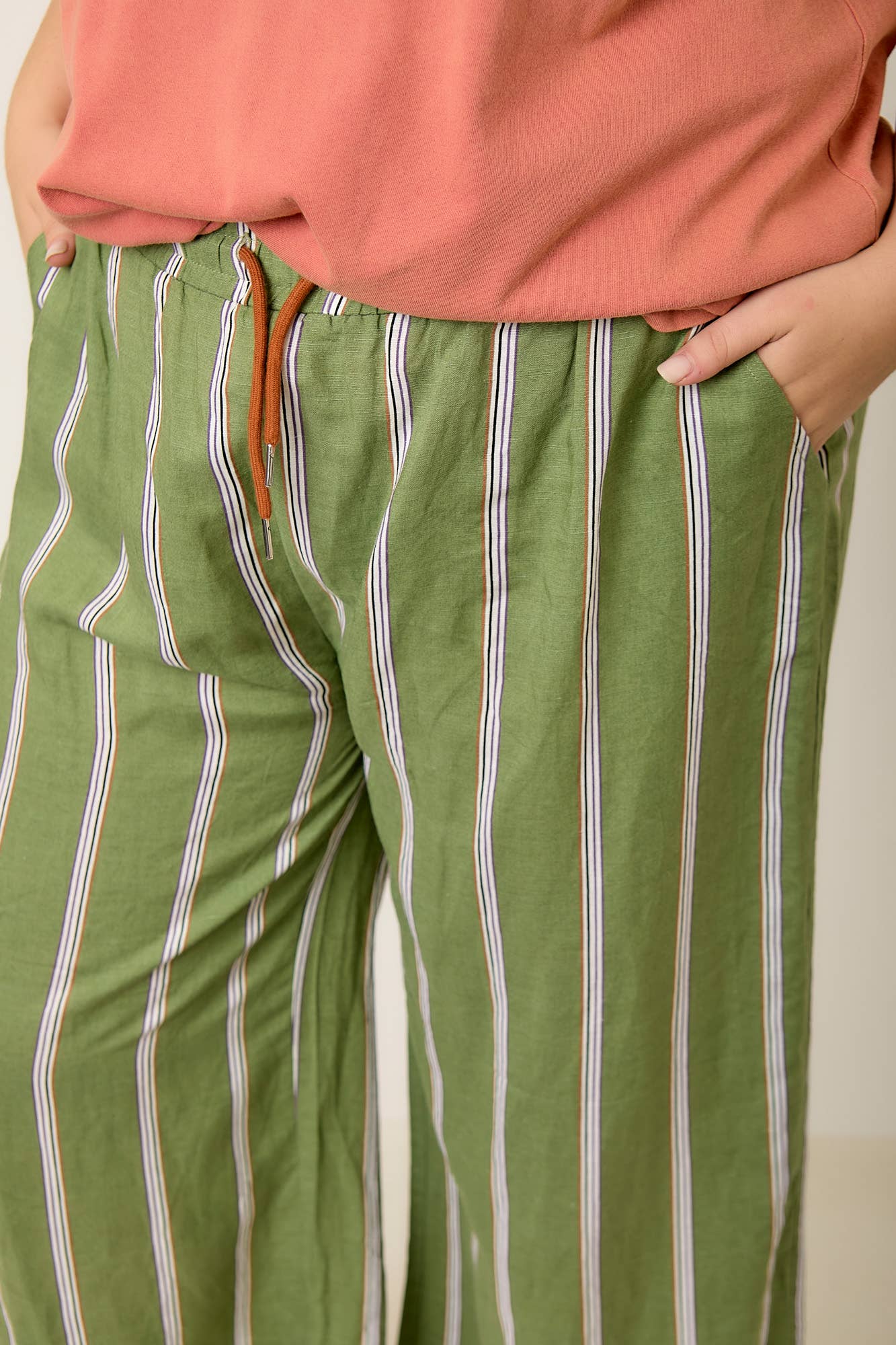 Elastic Waist Striped Pants