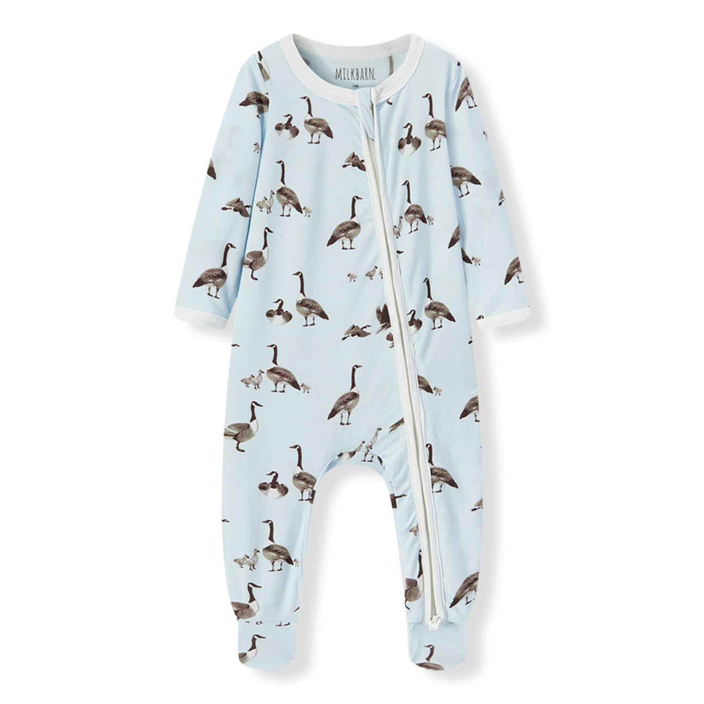 Luxe Stretch Zipper Footed Romper - Goose