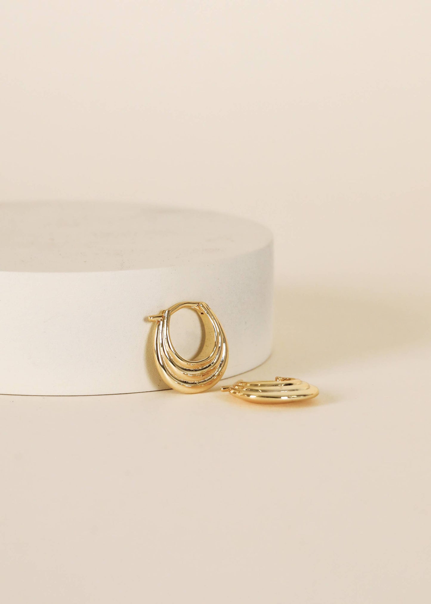 Triple Arch Gold Earring