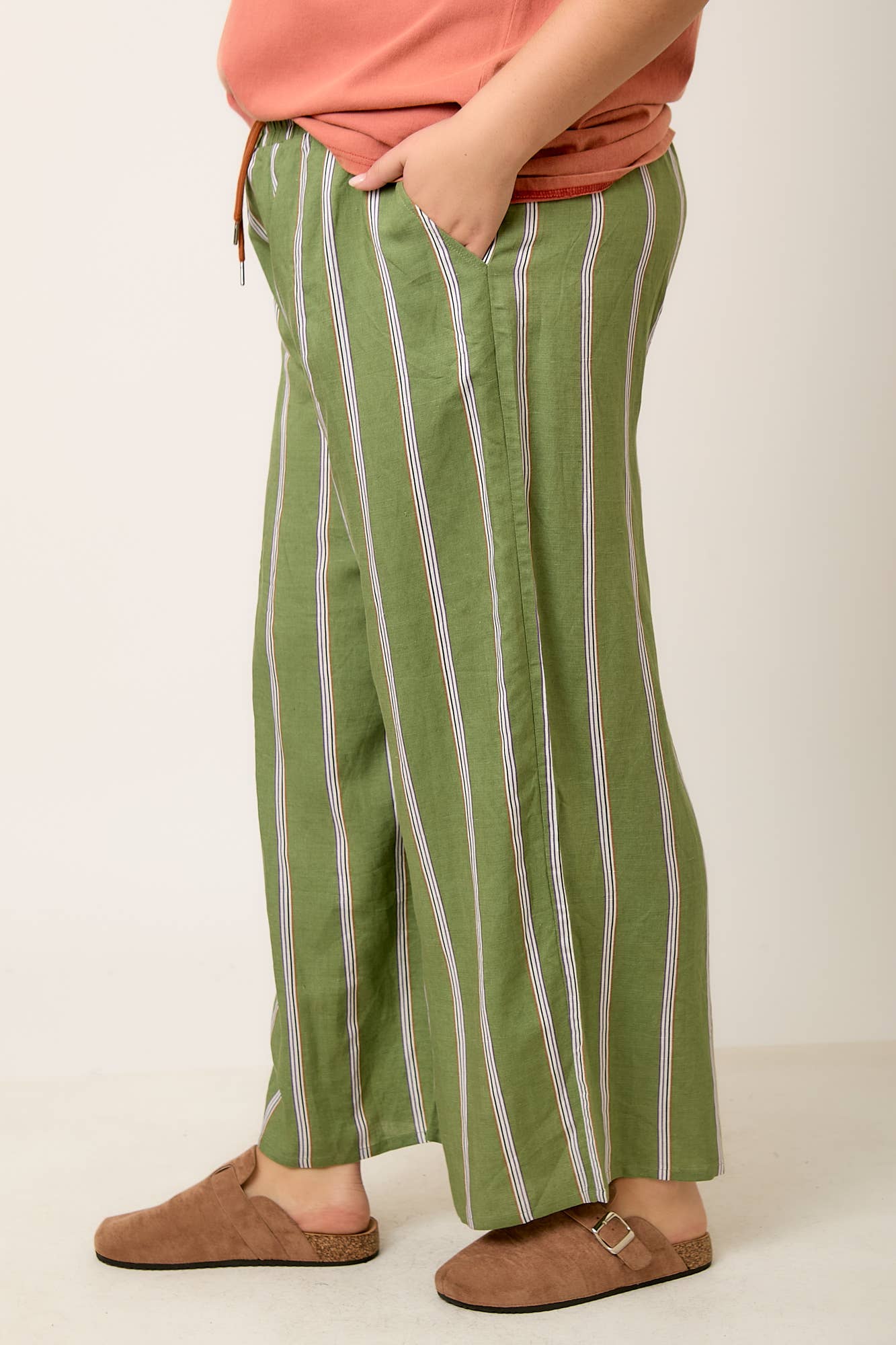 Elastic Waist Striped Pants