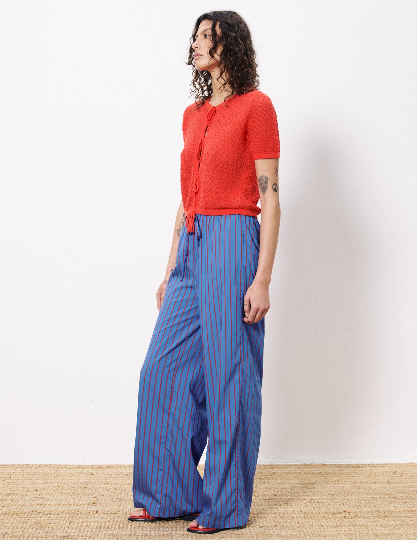 Edeline Striped Drawstring Waist Pants