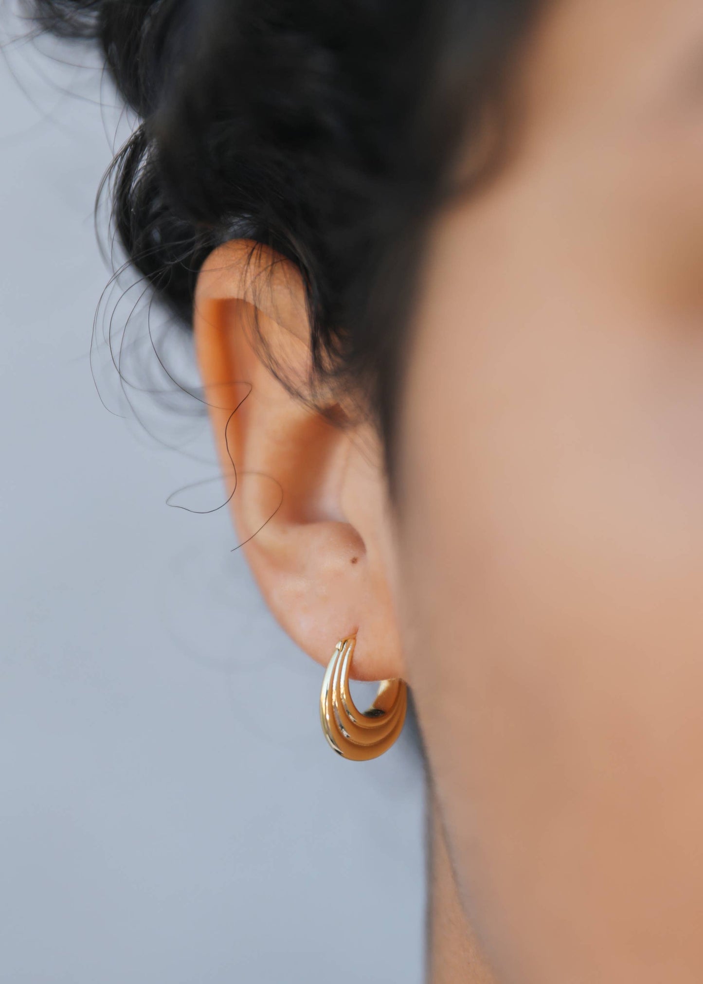 Triple Arch Gold Earring
