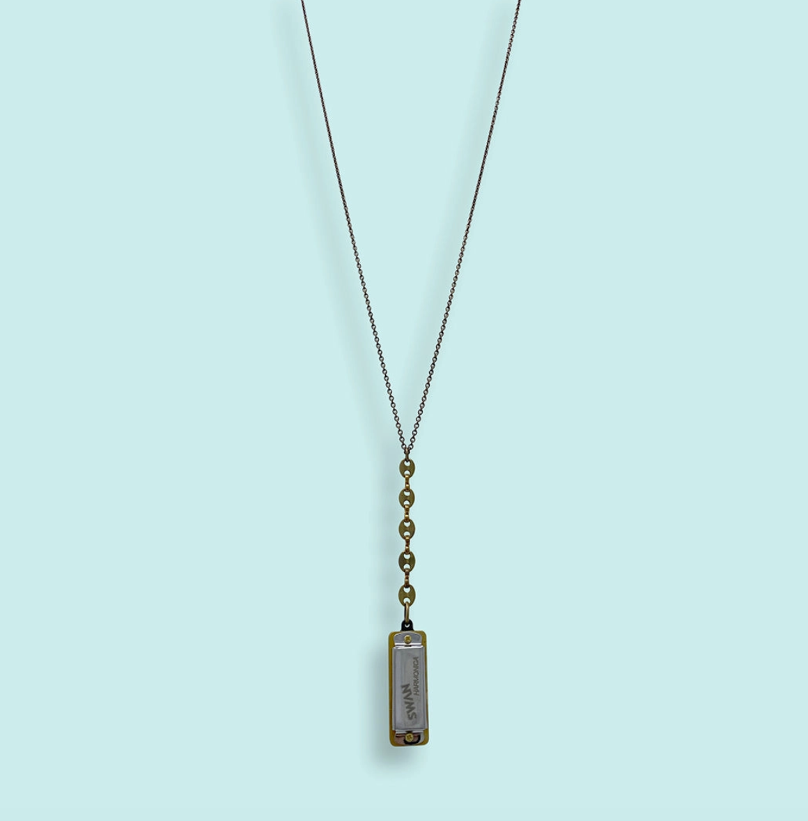 Silver Harmonica Anchor-Drop Necklace