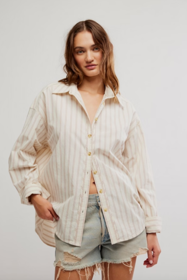 Striped Varsity Vibes Oversized Shirt