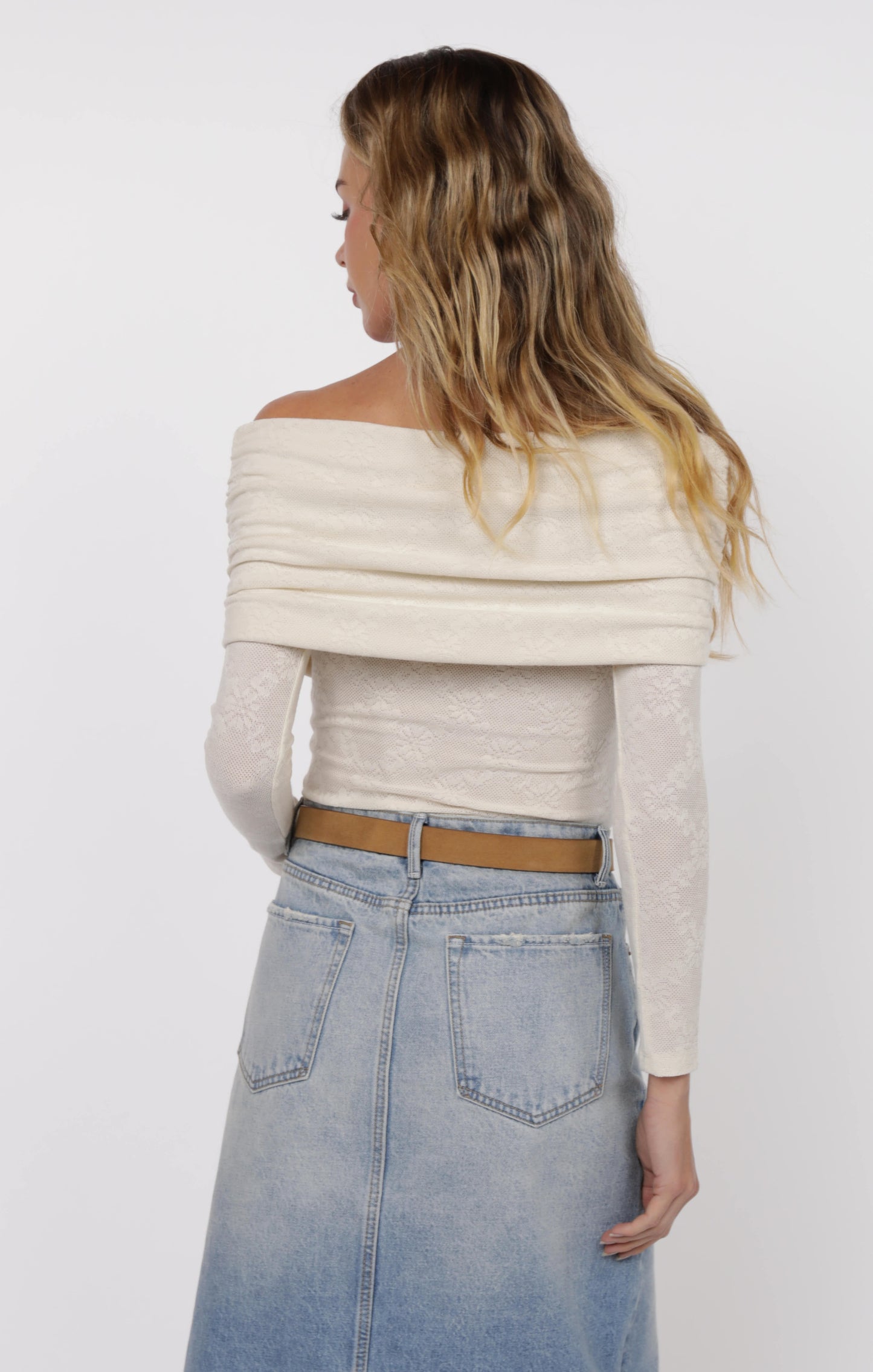 Roadhouse Jacquard Off the Shoulder Top