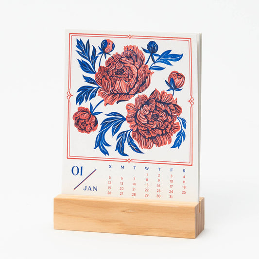 2025 Floral Letterpress Desk Calendar