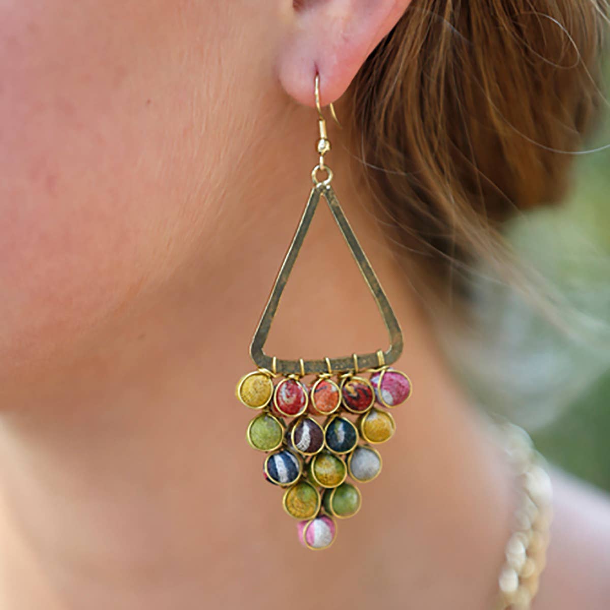 Kantha Reflective Chandelier Earrings