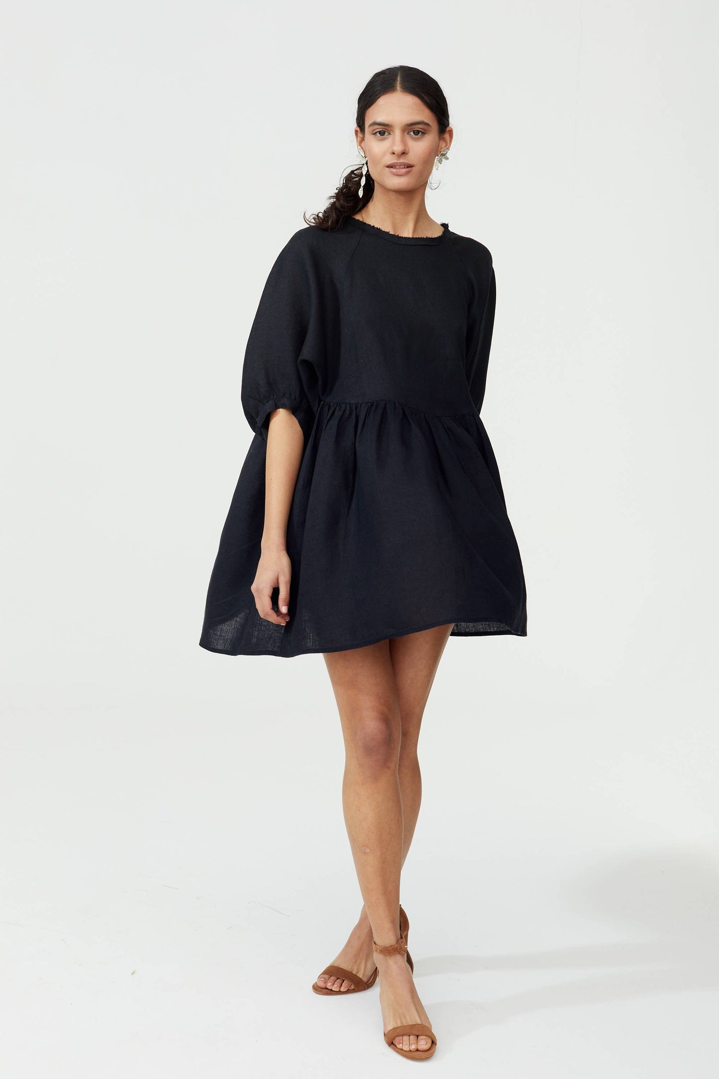 Organic Linen Black Alcala Dress