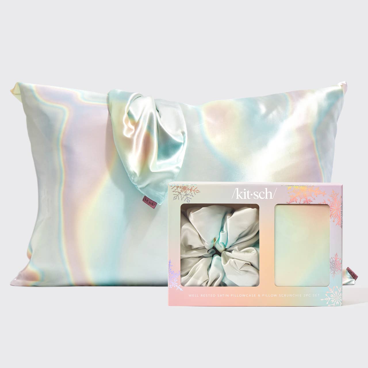 Holiday Satin Pillowcase and Pillow Scrunchie - Aura