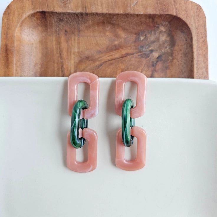 Tabitha Earrings- Vintage Rose & Forest Green