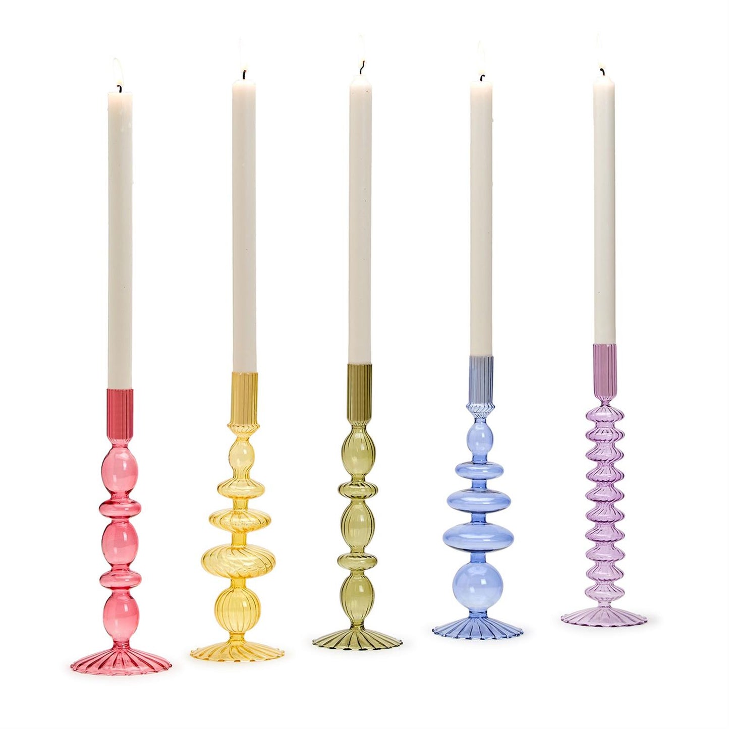 Colorful Hand-Blown Glass Candleholder