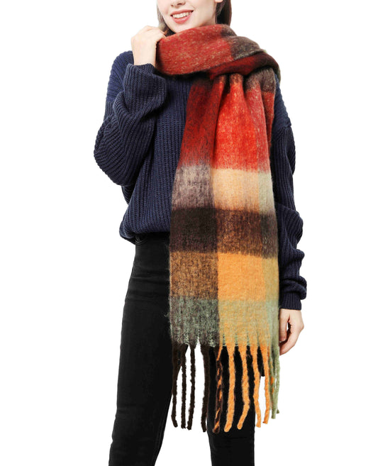 Oversized Long Fringe Fuzzy Scarf