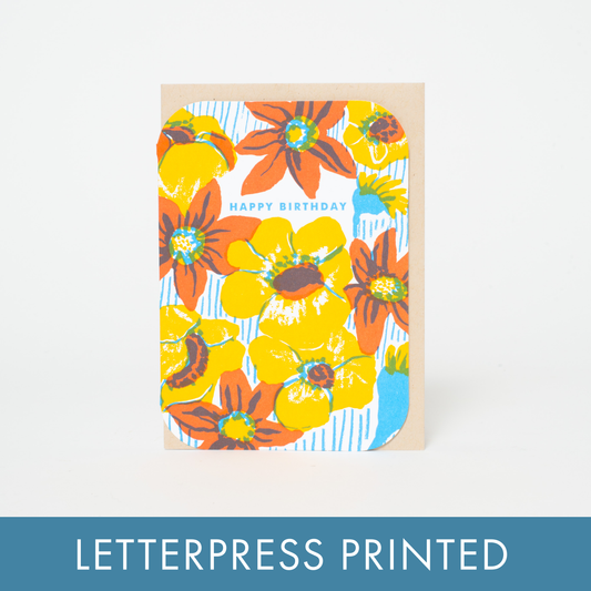 Bold Flower Birthday Letterpress Card