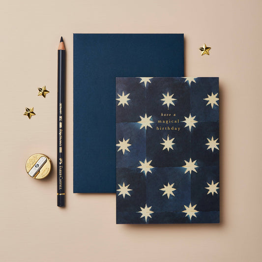 Navy Stars Birthday Card