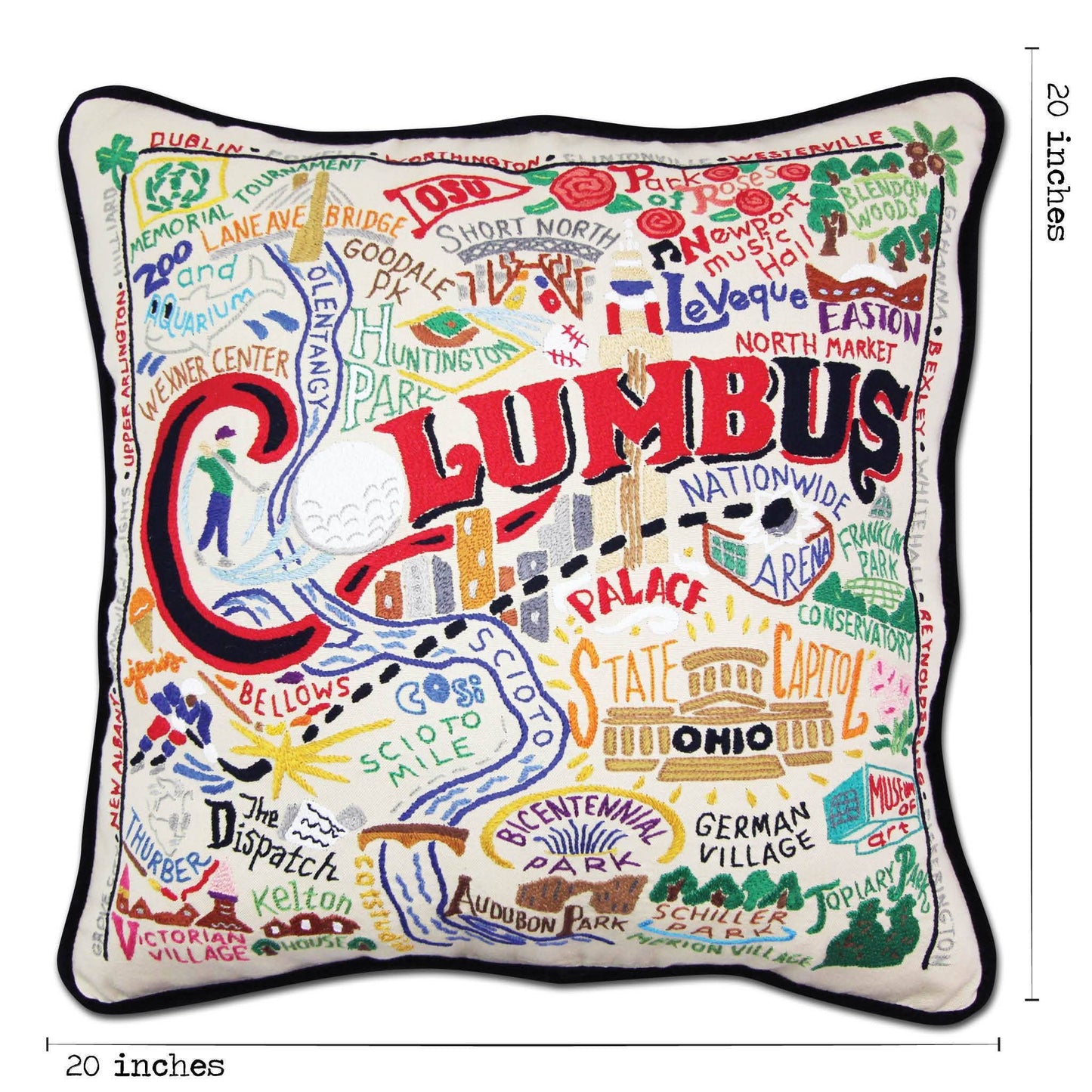 Columbus Hand-Embroidered Pillow