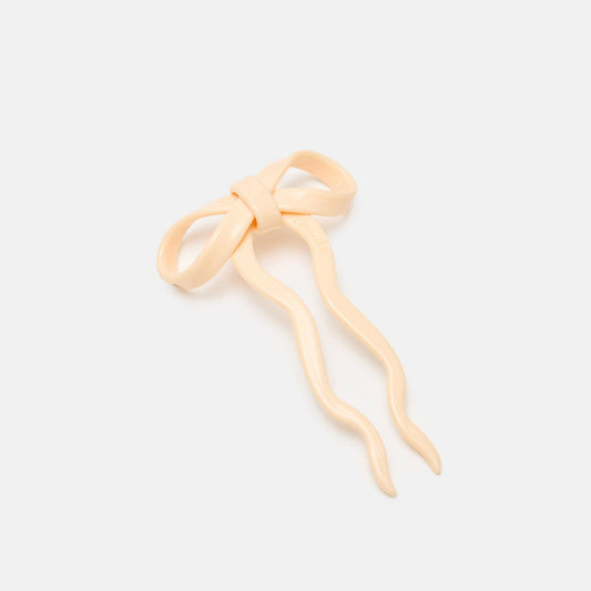 Small Bow Hairpin - Cream