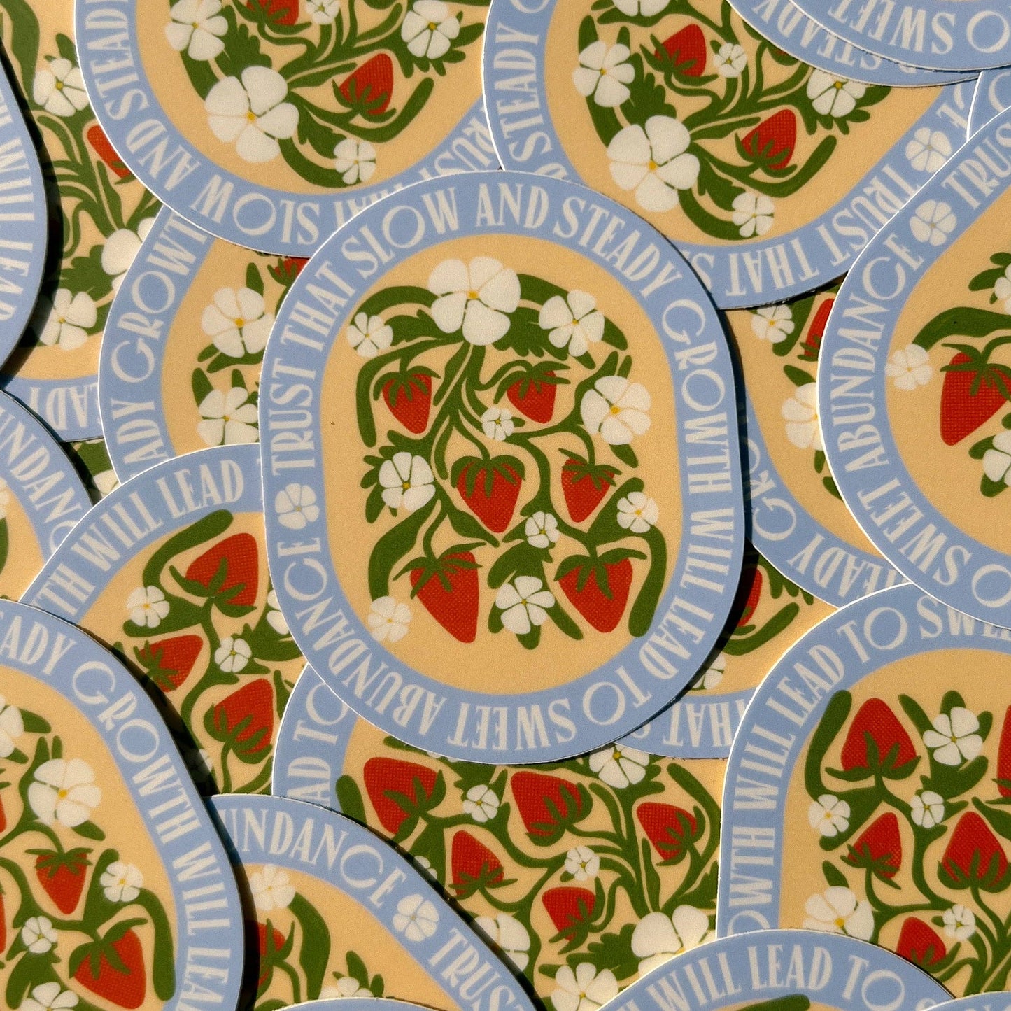 Strawberry Abundance Quote Vinyl Sticker