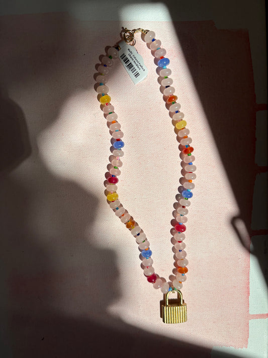 Multi- Colored Padlock Charm Necklace
