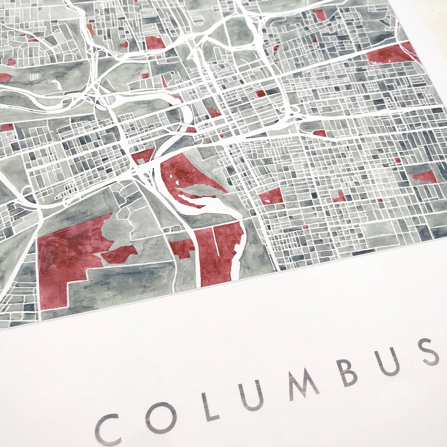 Columbus, Ohio Watercolor Map Art Print