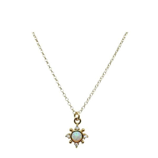 Dainty Sunburst Opalite Charm Necklace