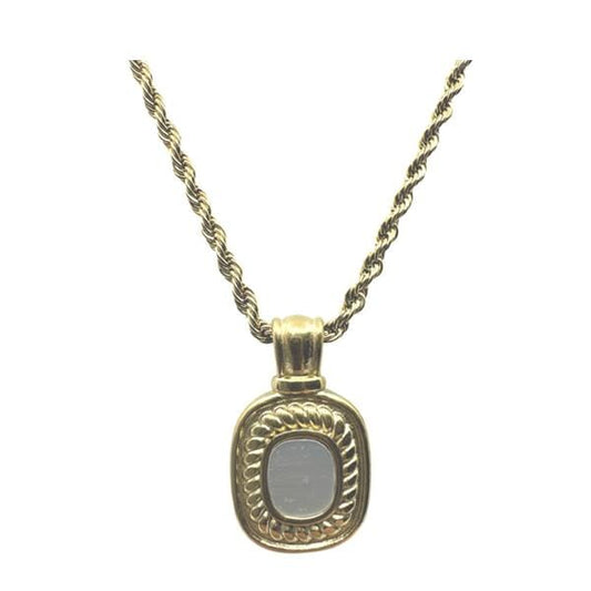Antique-Style Charm with Acrylic Center on Rope Chain