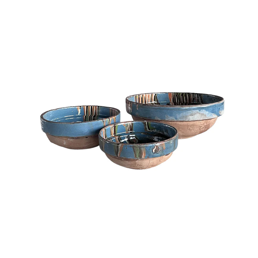 Handmade Mediterranean Marbleized Cottage Crafted Bowls