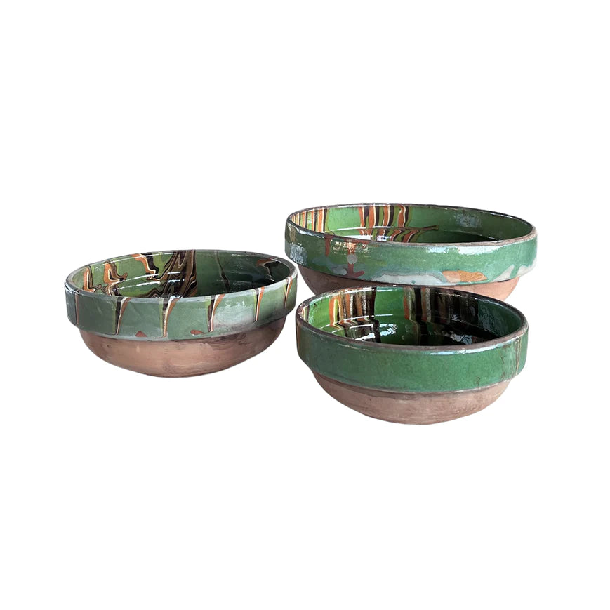 Handmade Mediterranean Marbleized Cottage Crafted Bowls