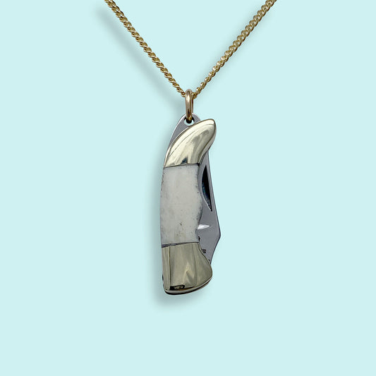 Small Bone Handled Knife On Gold Chain