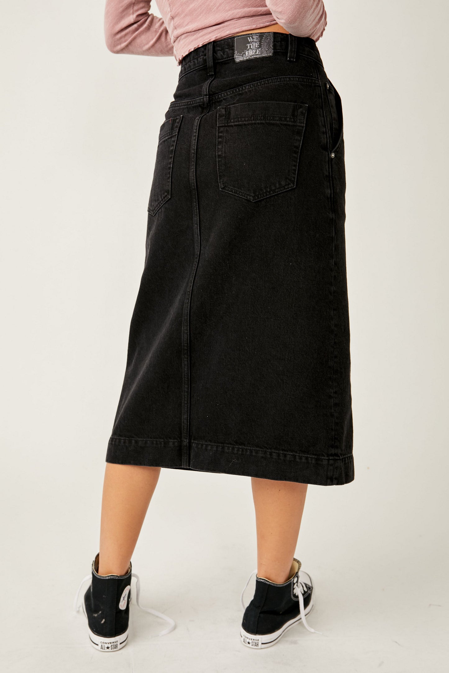 Wild Roses Midi Denim Skirt