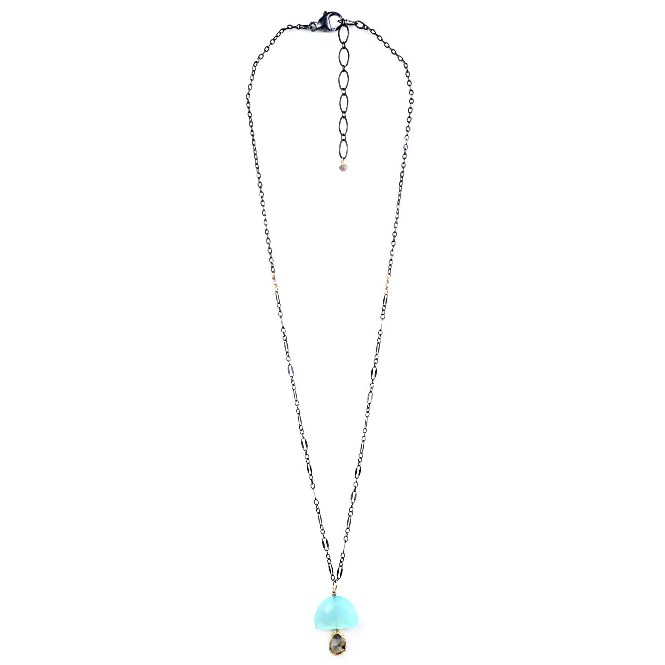 Chalcedony Half Moon with Labradorite Pendant Necklace