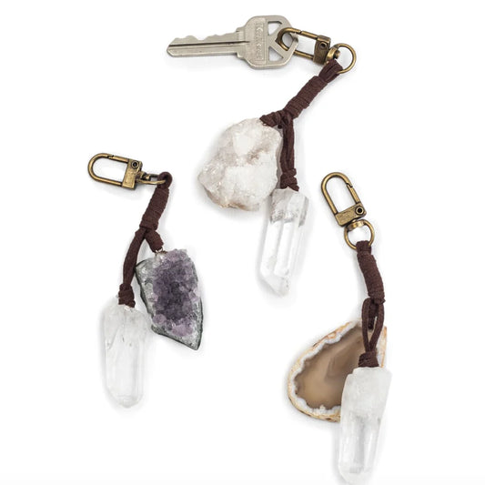 Crystal Point & Stone Accent Keychain