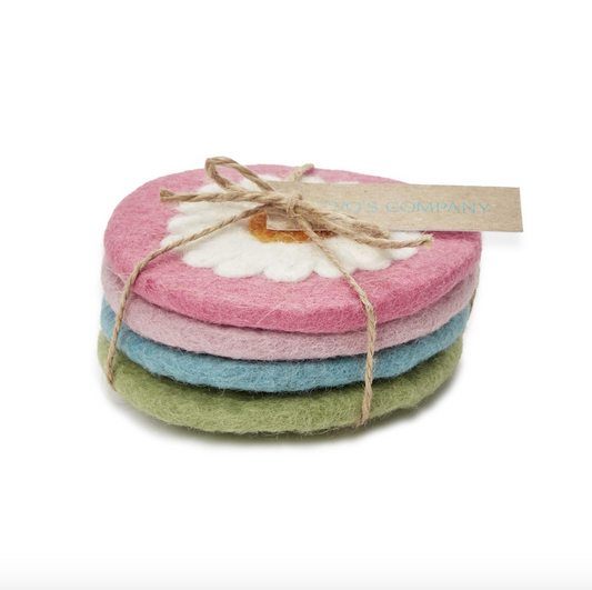 Daisy Wool Coasters Set
