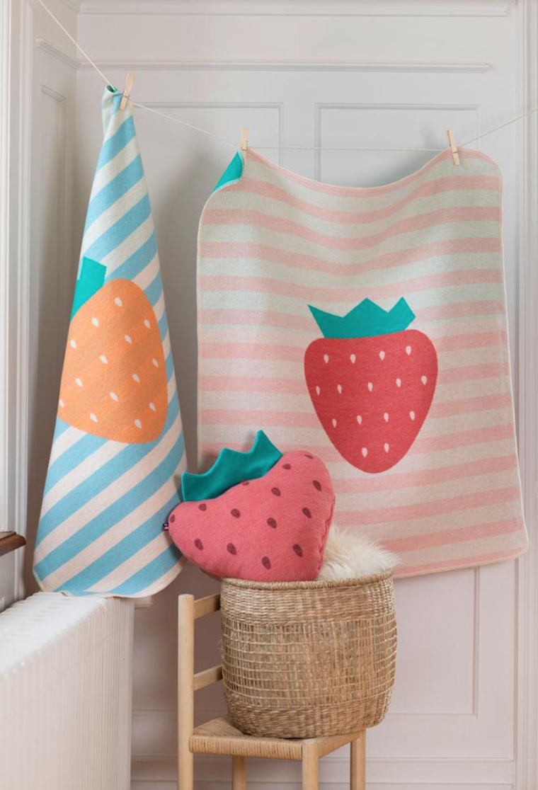 Strawberry Stripes Baby Blanket