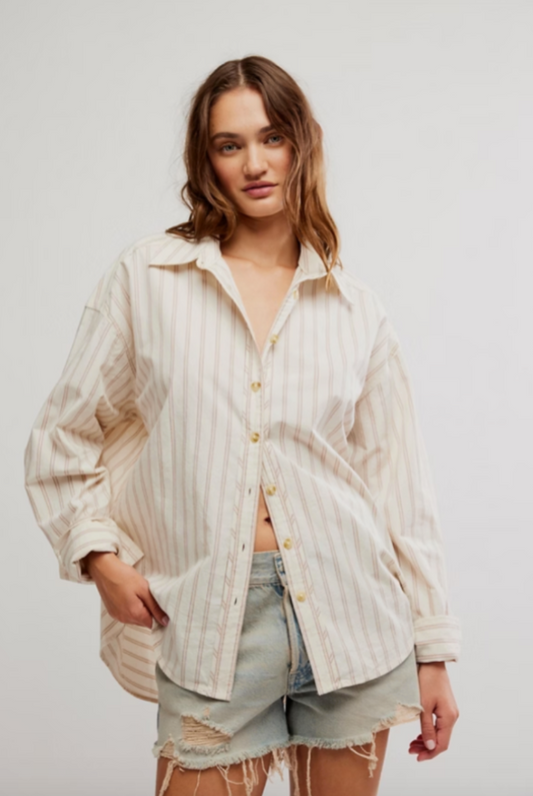 Striped Varsity Vibes Oversized Shirt