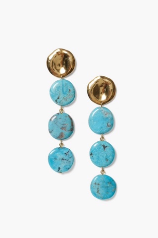 Four Tiered Turquoise Coin Earrings