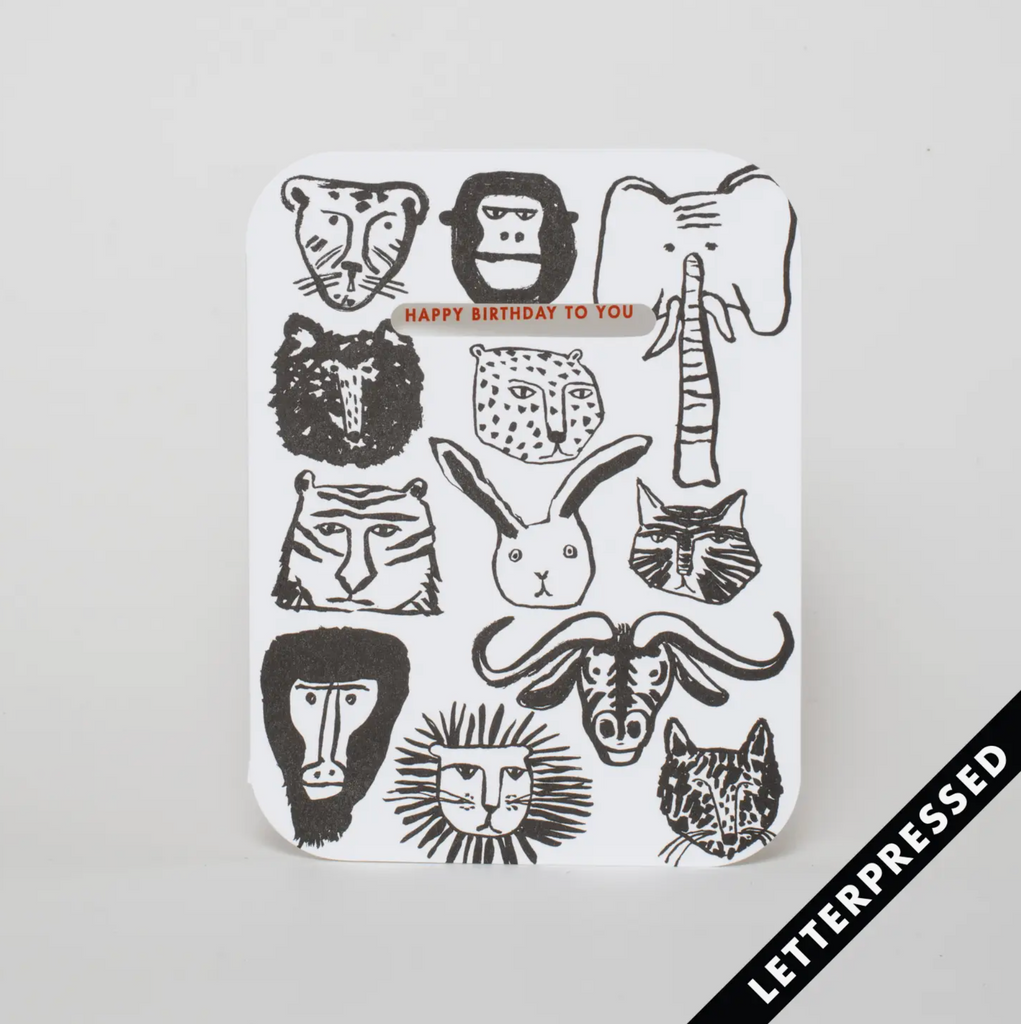 Animal Face Birthday Letterpress Card