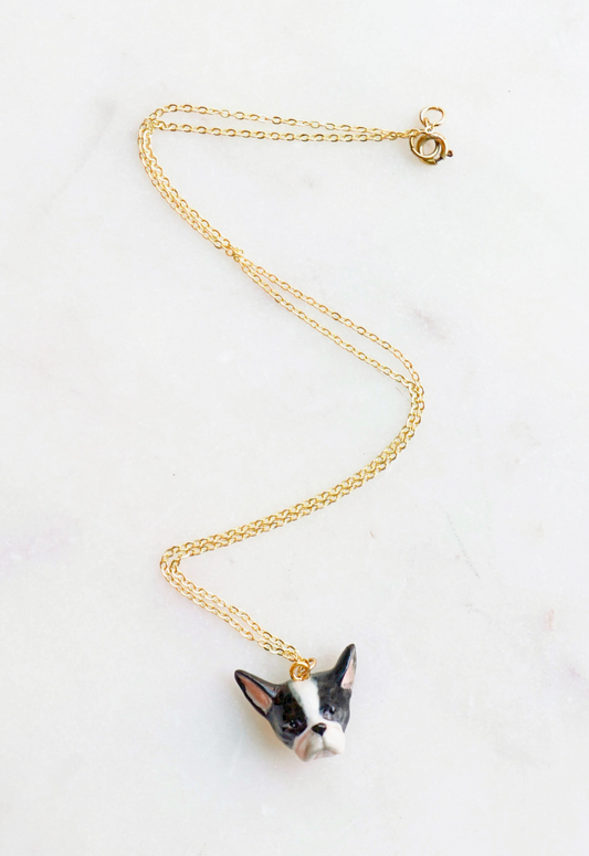 Tiny French Bulldog Face Necklace