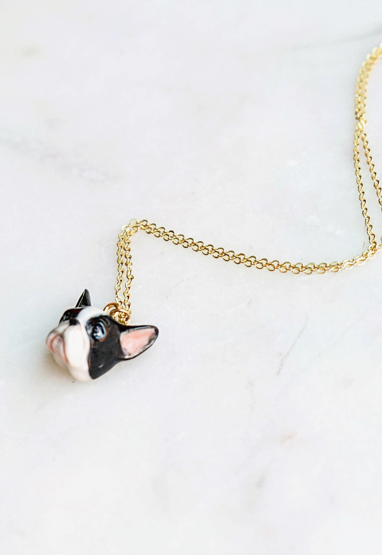 Tiny French Bulldog Face Necklace