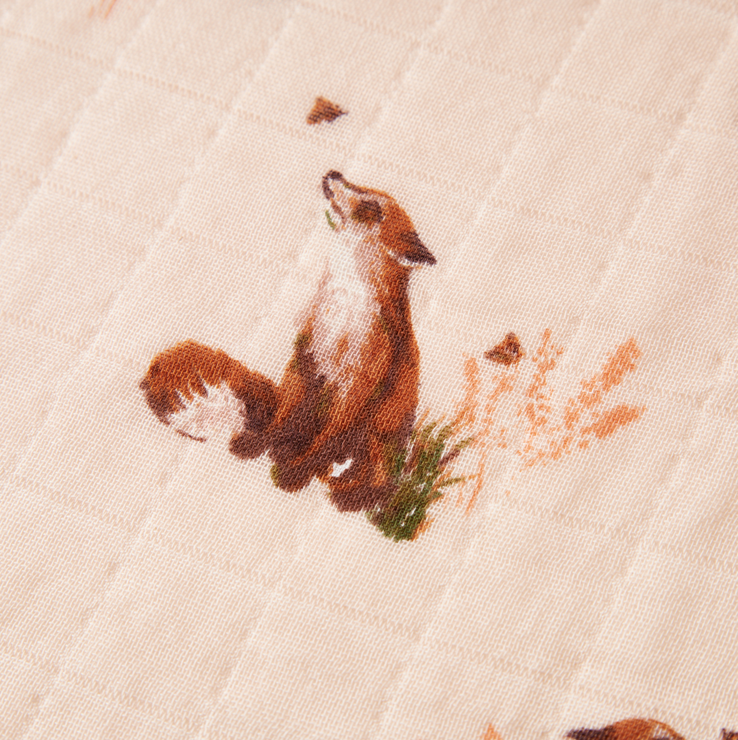 Organic Cotton Muslin Swaddle Blanket - Floral Fox