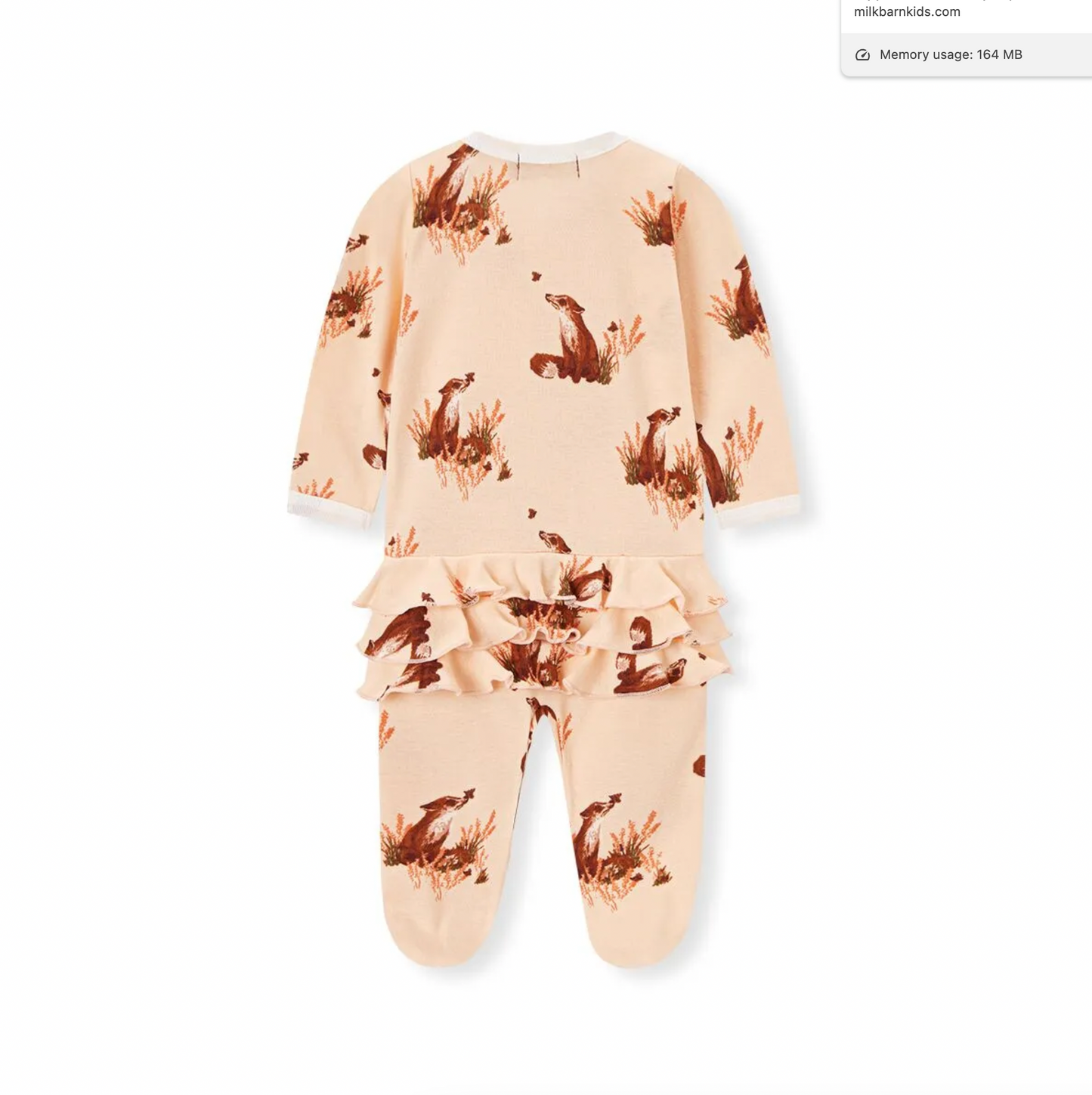 Organic Cotton Ruffle Zipper Footed Romper - Floral Fox