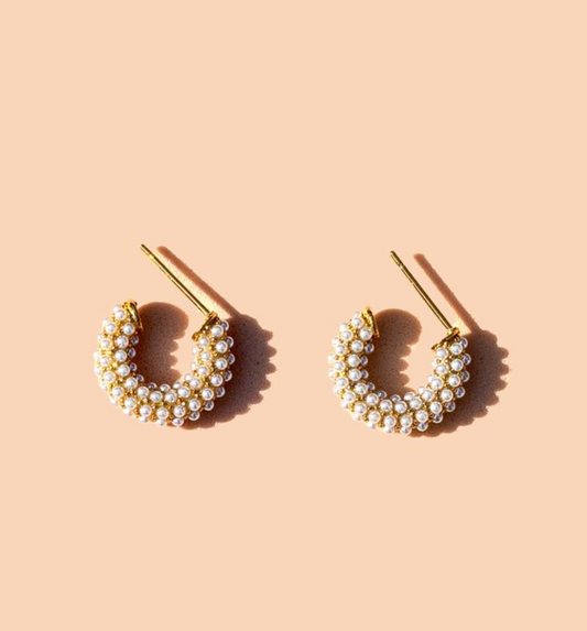 Pearl Mini Dot Hoops