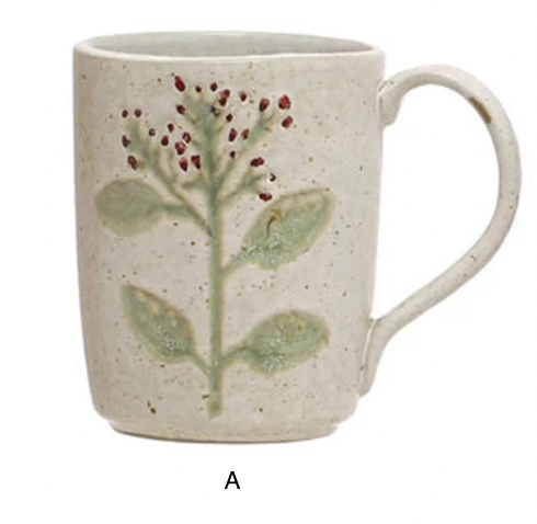 Yuki 12 oz. Hand-Painted Botanical Stoneware Mug