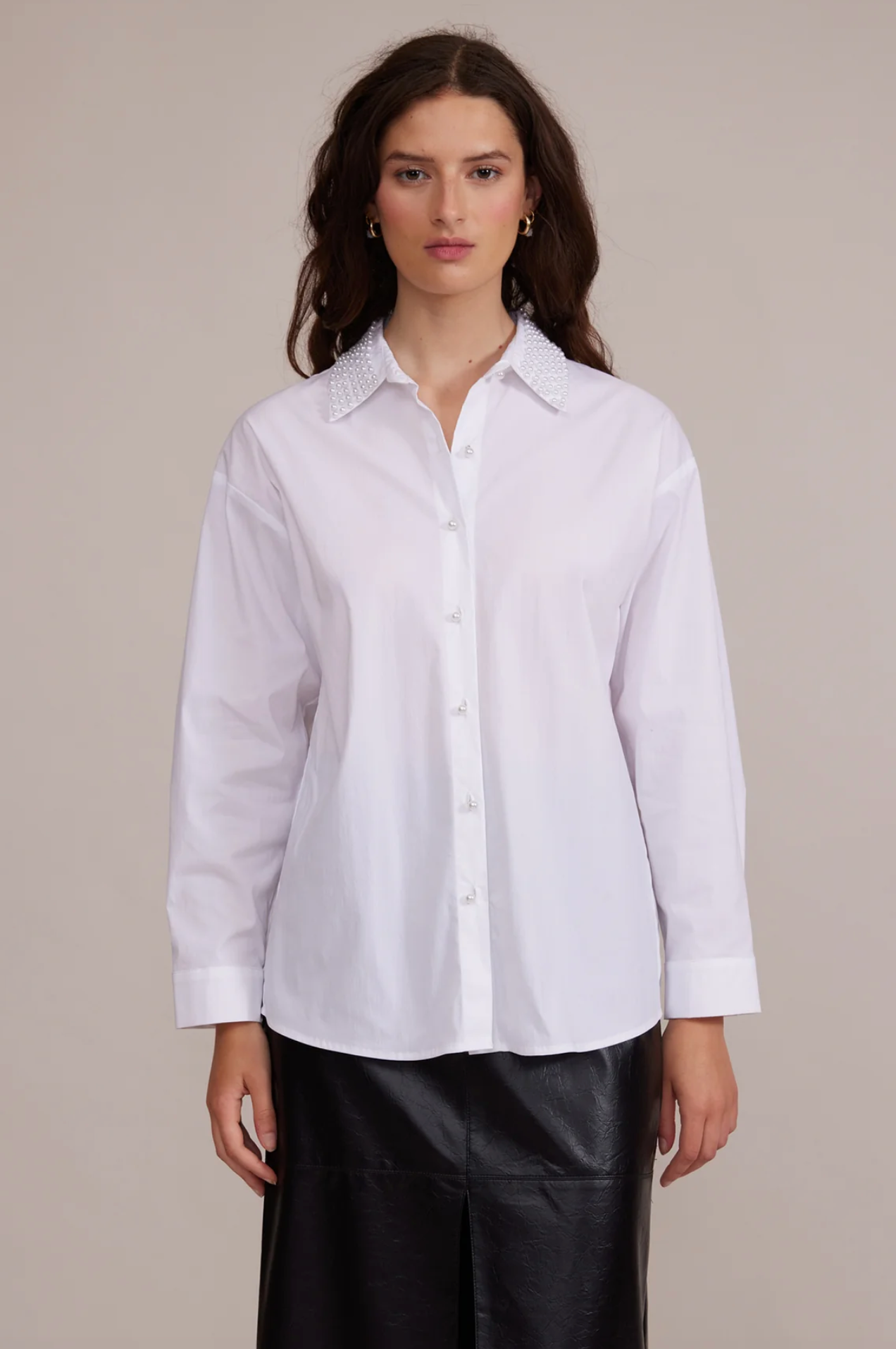 Torin Pearl Detail Button Down Top