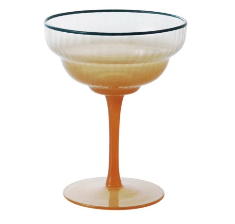 Ombre Fluted Coupe Glass w/ Colored Rim