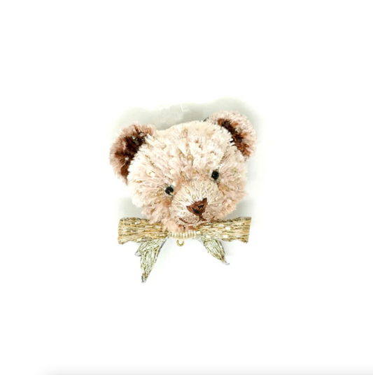 Brown Teddy Face Brooch Pin