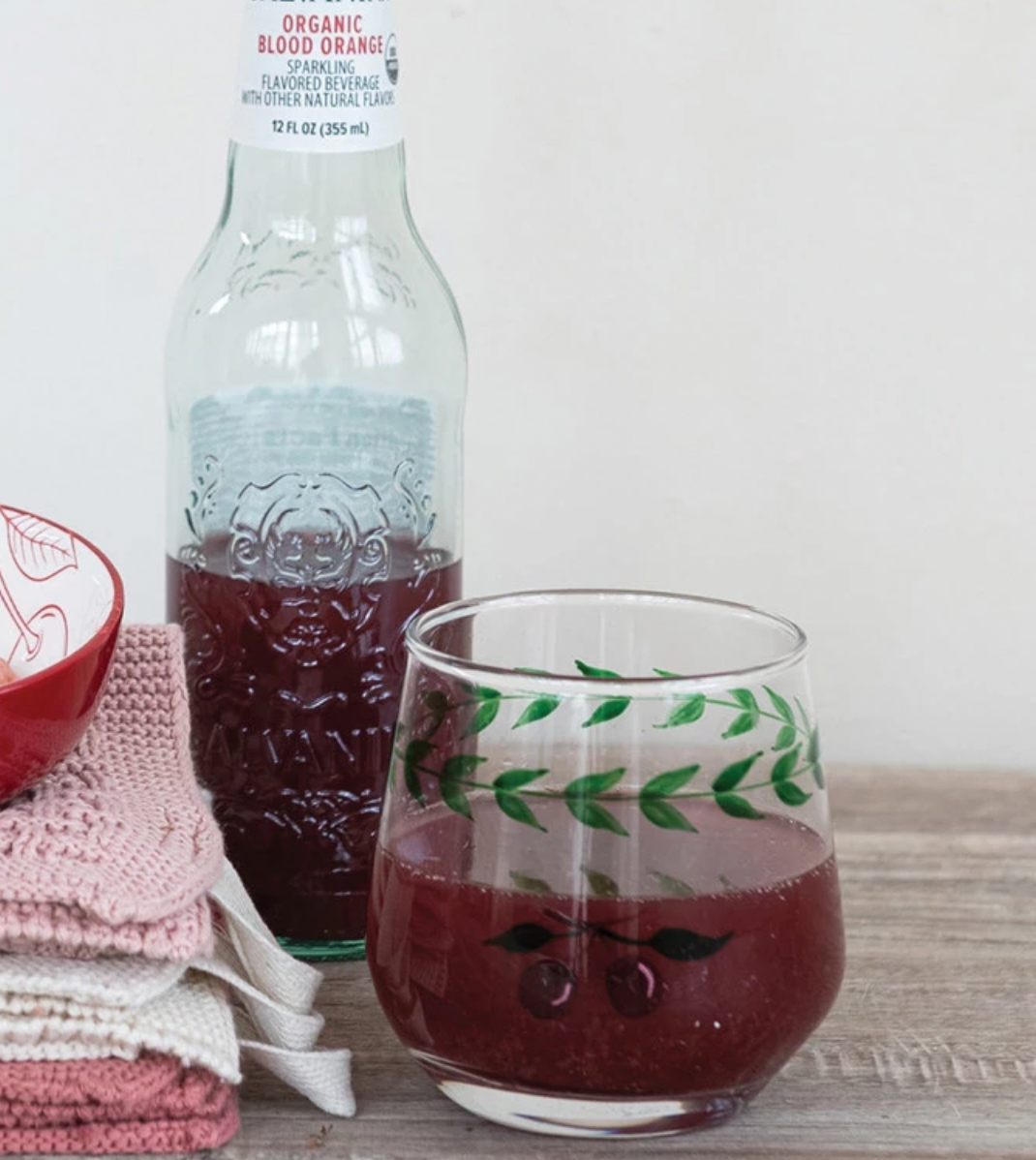 Cherry Hand-Painted Drinking Glass