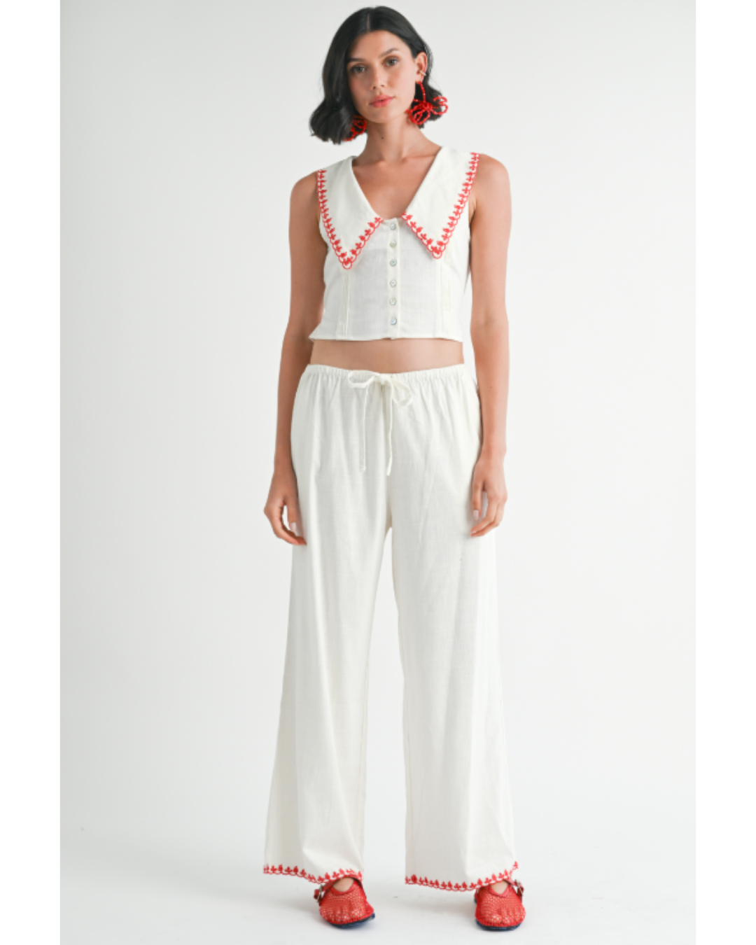 Madelyn Embroidered Collar Top