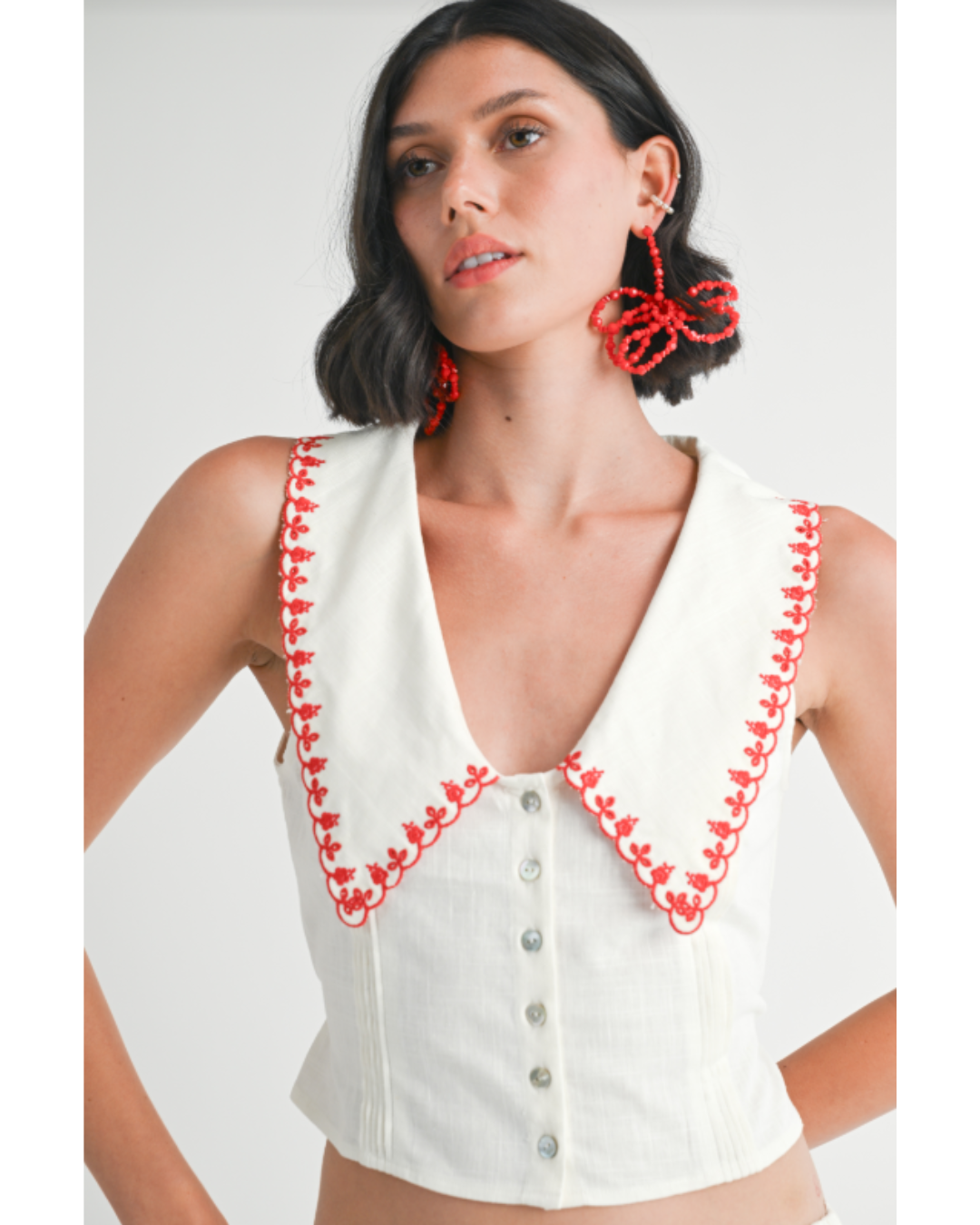 Madelyn Embroidered Collar Top